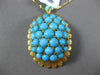 ANTIQUE LARGE AAA TURQUOISE 18KT YELLOW GOLD 3D LEAF CLUSTER SUN BURST PENDANT