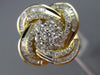 ESTATE LARGE 1.0CT ROUND & BAGUETTE DIAMOND 14KT YELLOW GOLD 3D FLOWER LOVE RING