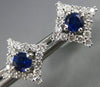 ESTATE 1.25CT DIAMOND & AAA SAPPHIRE 18K WHITE GOLD SQUARE CLASSIC STUD EARRINGS