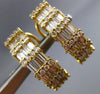 ESTATE 1.75CT DIAMOND 14K YELLOW GOLD 3D ROUND & BAGUETTE HANGING EARRINGS 15722