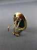 ESTATE LARGE AAA LAPIS 14KT YELLOW GOLD 3D HANDCRAFTED CLIP ON EARRINGS #26366