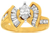 1.31CT DIAMOND 14KT YELLOW GOLD 3D MARQUISE ROUND & BAGUETTE BOW ENGAGEMENT RING