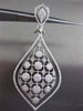 ESTATE LARGE 1.93CT DIAMOND 14KT WHITE GOLD FILIGREE HALO DROP HANGING EARRINGS