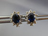 ESTATE 1.44CT DIAMOND SAPPHIRE 14K WHITE GOLD 3D CLASSIC OVAL HALO STUD EARRINGS