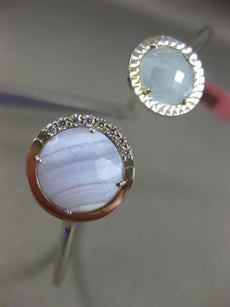 ESTATE .10CT DIAMOND & AAA QUARTZ 14KT WHITE GOLD 3D FLEXIBLE BANGLE BRACELET