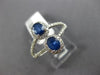 ESTATE WIDE 1.24CT DIAMOND & AAA SAPPHIRE 14K WHITE GOLD FLOWER ANNIVERSARY RING
