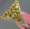 LARGE 1.33CT WHITE & FANCY YELLOW DIAMOND 18KT WHITE & YELLOW GOLD V SHAPE RING