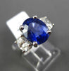 ESTATE 6.39CT DIAMOND & SAPPHIRE 18KT WHITE GOLD 3D OVAL 3 STONE ENGAGEMENT RING
