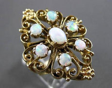 ANTIQUE EXTRA LARGE 1.40CT AAA OPAL 14KT YELLOW GOLD FILIGREE FUN RING #22962