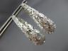 ESTATE LARGE & WIDE .50CT DIAMOND 14KT WHITE GOLD FILIGREE HOOP HANGING EARRINGS