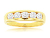 1.0CT DIAMOND 14KT YELLOW GOLD 3D ROUND 5 STONE CHANNEL WEDDING ANNIVERSARY RING