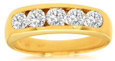 1.16CT DIAMOND 14KT YELLOW GOLD CLASSIC 5 STONE CHANNEL WEDDING ANNIVERSARY RING