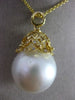 ESTATE MASSIVE .10CT DIAMOND 18K YELLOW GOLD SOUTH SEA PEARL BUTTERFLY PENDANT