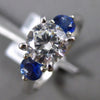 ESTATE 1.72CT DIAMOND & AAA SAPPHIRE 14KT WHITE GOLD THREE STONE ENGAGEMENT RING
