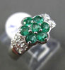 ESTATE WIDE .90CT DIAMOND & AAA COLOMBIAN EMERALD PLATINUM 3D FLOWER RING