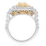 ESTATE 1.98CT WHITE & FANCY YELLOW DIAMOND 18KT 2 TONE GOLD HALO ENGAGEMENT RING