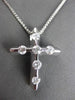 ESTATE LARGE .75CT DIAMOND 14KT WHITE GOLD ETOILE CROSS FLOATING PENDANT & CHAIN