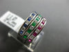 ESTATE WIDE 1.09CT DIAMOND & AAA MULTI GEM 18K WHITE GOLD CLASSIC STACKABLE RING