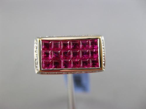 2.22CT DIAMOND & AAA PINK RUBY 18KT WHITE GOLD 3D RECTANGULAR INVISIBLE FUN RING