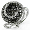 1.03CT WHITE & BLACK DIAMOND 14KT WHITE GOLD 3D CIRCULAR PAVE SWIRL RING