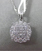 ESTATE .58CT DIAMOND 18KT WHITE GOLD FILIGREE CLUSTER FLOATING PENDANT & CHAIN