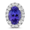 ESTATE 1.28CT DIAMOND & AAA TANZANITE 14KT WHITE GOLD HALO CLUSTER OVAL EARRINGS