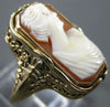 ANTIQUE WIDE .03CT DIAMOND 14K YELLOW GOLD LADY CAMEO REVERSIBLE RING  #26428