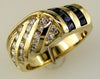 1.70CT DIAMOND & AAA SAPPHIRE 14KT YELLOW GOLD ROUND & PRINCESS CHANNEL FUN RING
