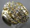 ESTATE EXTRA LARGE 1.5CT ROUND CUT DIAMOND 14K YELLOW GOLD CLUSTER COCKTAIL RING
