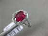ESTATE 1.3CT DIAMOND & AAA RUBY 14K WHITE GOLD CLASSIC OVAL HALO ENGAGEMENT RING
