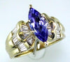 2.67CT DIAMOND & AAA TANZANITE 14K YELLOW GOLD MARQUISE BAGUETTE ENGAGEMENT RING