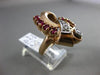 ANTIQUE 1.20CT DIAMOND & RUBY 14KT ROSE GOLD FILIGREE HANDCRAFTED COCKTAIL RING