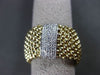 ESTATE WIDE .35CT DIAMOND 14K WHITE & YELLOW GOLD PAVE FLEXIBLE WOVEN MESH RING