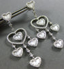 ESTATE LARGE 3.48CT DIAMOND 18KT WHITE GOLD MULTI HEART CHANDELIER LOVE EARRINGS