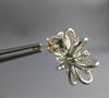 ESTATE EXTRA LARGE 1.26CT DIAMOND 14KT WHITE GOLD 3D FLOWER SNOW FLAKE EARRINGS