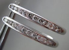 ESTATE ELONGATED .50CT DIAMOND 14KT WHITE GOLD 3D OVAL CHANNEL HANGING EARRINGS