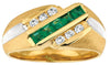 ESTATE .94CT DIAMOND & AAA EMERALD 14KT YELLOW GOLD ROUND & PRINCESS MENS RING