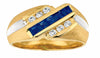 1.09CT DIAMOND & AAA SAPPHIRE 14KT YELLOW GOLD MATTE & SHINY DIAGONAL MENS RING