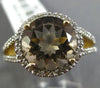 ESTATE 3.51CT DIAMOND & AAA SMOKY TOPAZ 14KT YELLOW GOLD HALO ENGAGEMENT RING