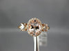 ESTATE 1.10CT DIAMOND & AAA MORGANITE 14K ROSE GOLD 3D THREE STONE OVAL FUN RING