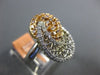 ESTATE LARGE .86CT WHITE & PINK DIAMOND 18K WHITE & ROSE GOLD OPEN FILIGREE RING