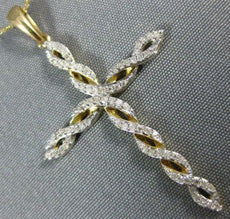 ESTATE .18CT DIAMOND 14KT WHITE GOLD 3D INFINITY CLASSIC CROSS FLOATING PENDANT