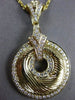 ESTATE LARGE .56CT DIAMOND 18KT YELLOW GOLD V SHAPE CIRCLE OF LIFE LOVE PENDANT