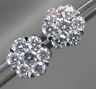 ESTATE LARGE 2.0CT DIAMOND 14KT WHITE GOLD 3D FLOWER SCREW BACK STUD EARRINGS