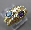 ESTATE 1.0CT AMETHYST & BLUE TOPAZ 14KT YELLOW GOLD 3D MOTHERS RING #23927