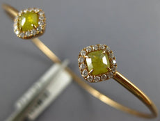 1.18CT WHITE & FANCY YELLOW DIAMOND 18K ROSE GOLD 3D SQUARE HALO BANGLE BRACELET