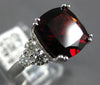 ESTATE LARGE 5.05CT DIAMOND & AAA GARNET 14KT WHITE GOLD SQUARE ENGAGEMENT RING
