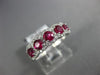 ESTATE .92CT DIAMOND & AAA RUBY 18KT WHITE GOLD 3D 5 STONE HALO ANNIVERSARY RING