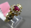 ESTATE .67CT DIAMOND & AAA RUBY 14KT YELLOW GOLD 3D HALO ETOILE ENGAGEMENT RING