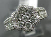 ESTATE WIDE .96CT DIAMOND 14KT WHITE GOLD 3D FLOWER HALO PAVE CLUSTER LOVE RING